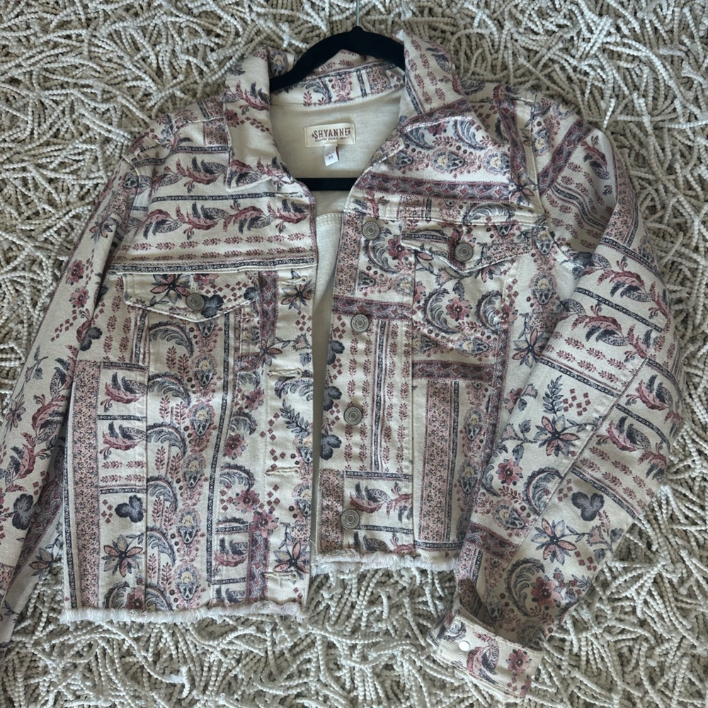 Floral denim jacket